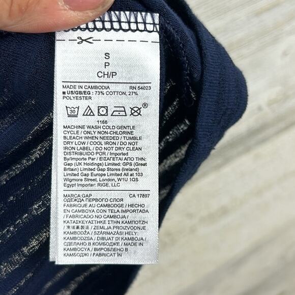 GAP Womens Small Navy Blue Stripe Soft Short Sleeve Lightweight T-Shirt Top NEW - Picture 6 of 6